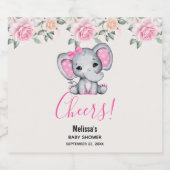 かわいいピンクのベビーゾウと水玉模様耳 ビールラベル (シングルラベル)