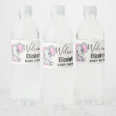 かわいいピンクのベビーゾウと水玉模様耳 ペットボトルラベル (ボトル)