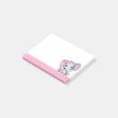 かわいいピンクのベビーゾウと水玉模様耳 ポストイット (アングル)