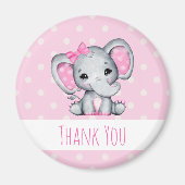 かわいいピンクのベビーゾウと水玉模様耳 マグネット (正面)