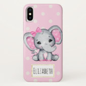 かわいいピンクのベビーゾウと水玉模様耳 Case-Mate iPhoneケース (裏面)