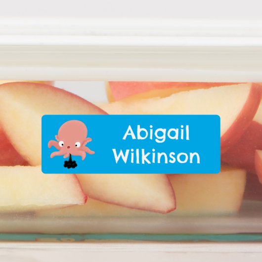 かわいいピンクのベビータコの漫画パーソナライズされた ラベル (貼付)