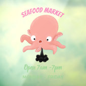 かわいいピンクのベビータコ漫画のユーモア ウィンドウサイン (シート3)