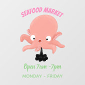 かわいいピンクのベビータコ漫画のユーモア ウィンドウサイン (シート)