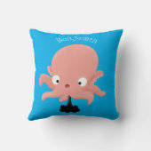 かわいいピンクのベビータコ漫画のユーモア クッション (裏面)