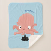 かわいいピンクのベビータコ漫画のユーモア シェルパブランケット (正面)