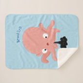 かわいいピンクのベビータコ漫画のユーモア シェルパブランケット (正面(横))