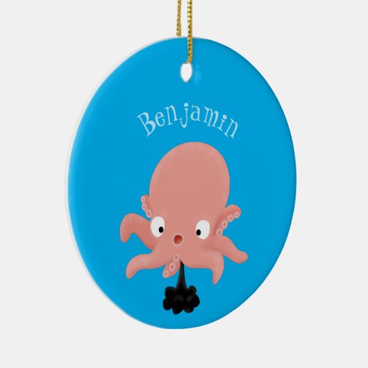 かわいいピンクのベビータコ漫画のユーモア セラミックオーナメント (右)