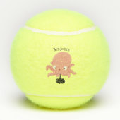 かわいいピンクのベビータコ漫画のユーモア テニスボール (裏面)