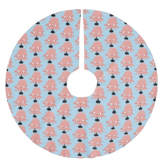 かわいいピンクのベビータコ漫画のユーモア ブラッシュドポリエステルツリースカート (正面)