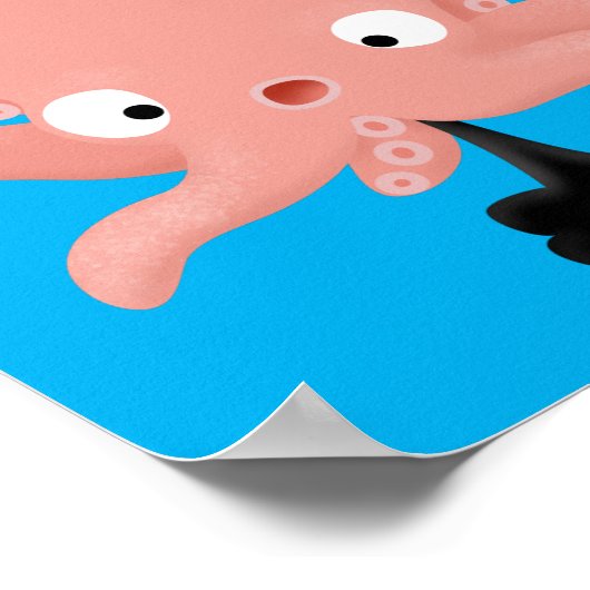 かわいいピンクのベビータコ漫画のユーモア ポスター (角)