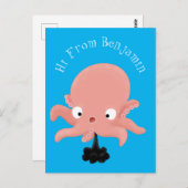 かわいいピンクのベビータコ漫画のユーモア ポストカード (正面/裏面)