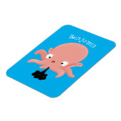 かわいいピンクのベビータコ漫画のユーモア マグネット (左側)