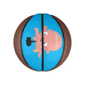 かわいいピンクのベビータコ漫画のユーモア ミニバスケットボール (縦)