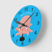 かわいいピンクのベビータコ漫画のユーモア ラウンド壁時計 (傾斜)