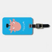 かわいいピンクのベビータコ漫画のユーモア ラゲッジタグ (正面横)