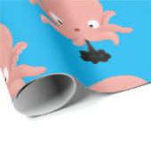 かわいいピンクのベビータコ漫画のユーモア ラッピングペーパー (ロールコーナー)