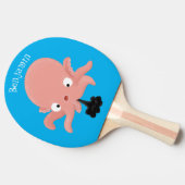 かわいいピンクのベビータコ漫画のユーモア 卓球ラケット (横)