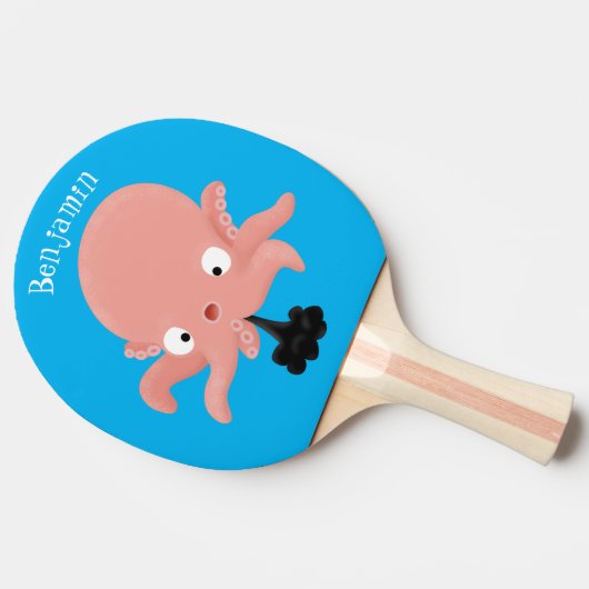 かわいいピンクのベビータコ漫画のユーモア 卓球ラケット (横)