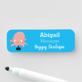 かわいいピンクのベビータコ漫画のユーモア 名札 (インサイチュ)