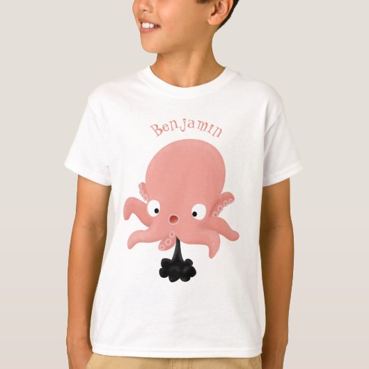 かわいいピンクのベビータコ漫画のユーモア Tシャツ (正面)