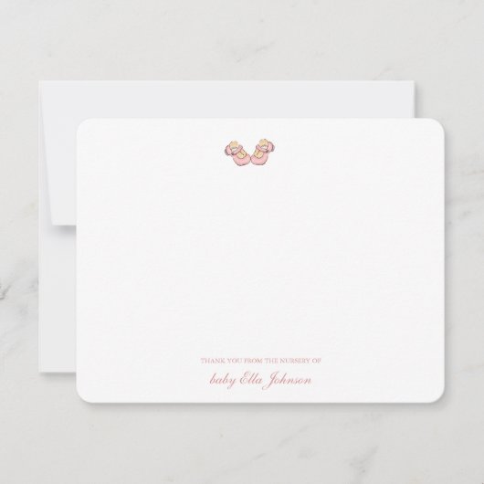 かわいいピンクのベビーブーティガール サンキューカード (正面)