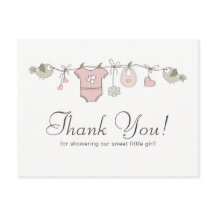 かわいいピンクのベビー服ライン | ベビーシャワーのお礼