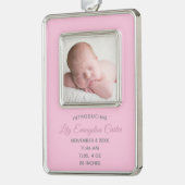 かわいいピンクのベビー生まれたばかりの写真記念ギフト シルバープレートフレームオーナメント (左)