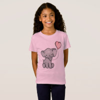 かわいいピンクのベビー象の女の子のTシャツ