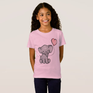 かわいいピンクのベビー象の女の子のTシャツ Tシャツ