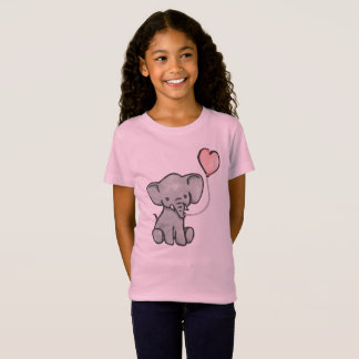 かわいいピンクのベビー象の女の子のTシャツ Tシャツ