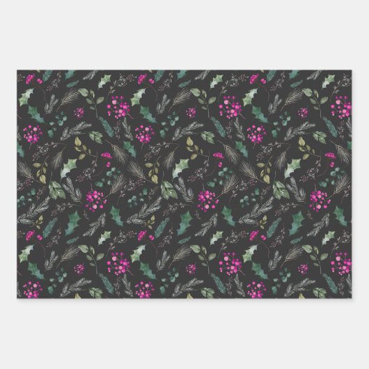 かわいいピンクのベリーの贈り物 ラッピングペーパーシート (正面2)