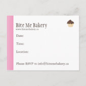 かわいいピンクのベーカリーの郵便はがき インビテーションポストカード (裏面)