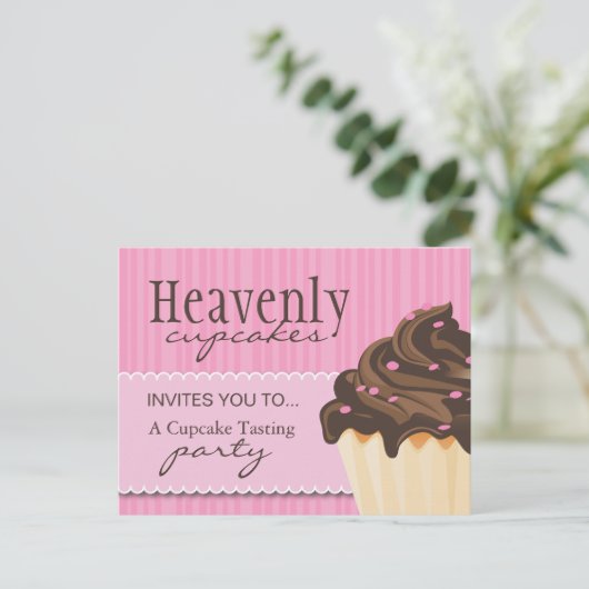 かわいいピンクのベーカリーの郵便はがき インビテーションポストカード (スタンド正面)