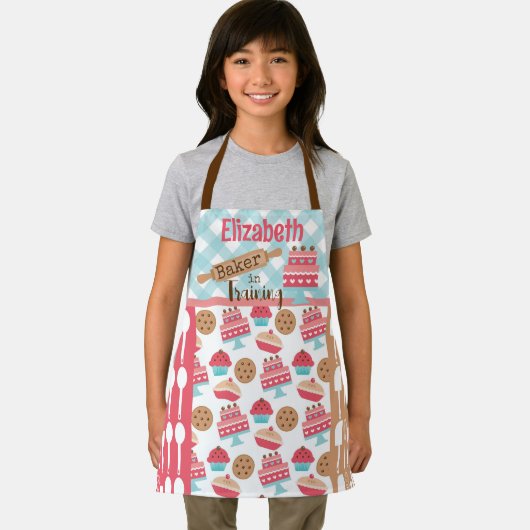 かわいいピンクのベーカーのトレーニングパーソナライズされた エプロン (インサイチュ)