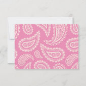 かわいいピンクのペイズリーの女の子のベビーシャワーRSVPカード 出欠カード (裏面)