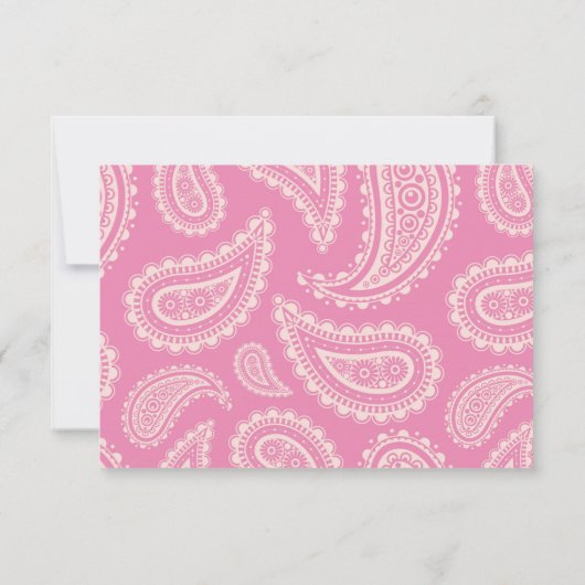 かわいいピンクのペイズリーの女の子のベビーシャワーRSVPカード 出欠カード (裏面)