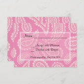 かわいいピンクのペイズリーの女の子のベビーシャワーRSVPカード 出欠カード (正面/裏面)