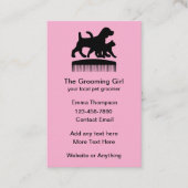 かわいいピンクのペットグルーミングテーマ名刺 名刺 (正面)