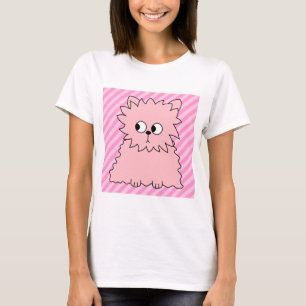 かわいいピンクのペルシャ。 ピンクのストライプのな背景 Tシャツ