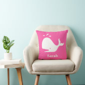 かわいいピンクのホエールシーライオンのホワイトネーム クッション (椅子)