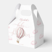 かわいいピンクのホットエアバルーン女の子ベビーシャワー フェイバーボックス (正面サイド)