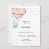かわいいピンクのホットエアバルーン赤ちゃんシャワー 招待状 (正面)