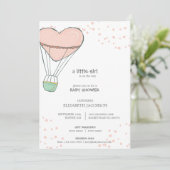 かわいいピンクのホットエアバルーン赤ちゃんシャワー 招待状 (スタンド正面)