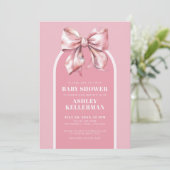 かわいいピンクのボウベイビーシャワー 招待状 (スタンド正面)