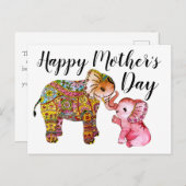 かわいいピンクのボホゾウ母の日を楽しむ ポストカード (正面/裏面)