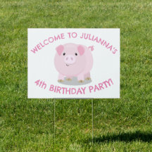 かわいいピンクのポットは豚のパーソナライズされた誕生日