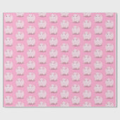 かわいいピンクのポットは豚の漫画の誕生日を飾った ラッピングペーパー (フラット)