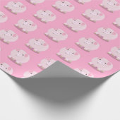 かわいいピンクのポットは豚の漫画の誕生日を飾った ラッピングペーパー (角)