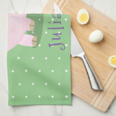 かわいいピンクのポットは豚の漫画イラストレーション キッチンタオル (四つ折り)